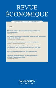 Revue économique Volume 75 N° 2, mai 2024