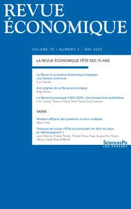 Revue économique Volume 76 N° 3, mai 2025