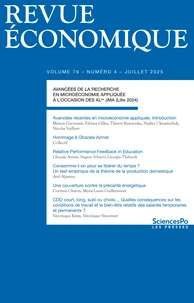 Revue économique Volume 76 N°4,  septembre 2025