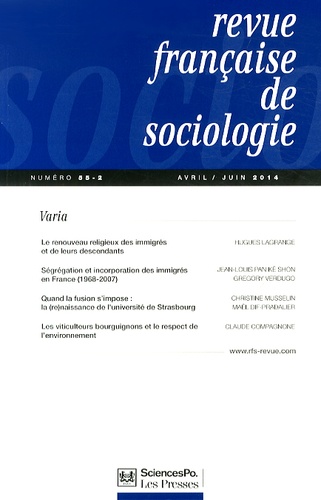 Hugues Lagrange et Jean-Louis Pan Ke Shon - Revue française de science politique N° : Varia.
