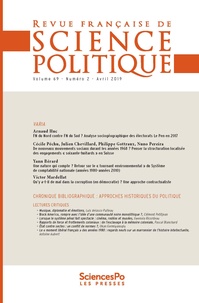  Revue - Revue française de science politique Volume 2 N° 62, avril 2019 : .