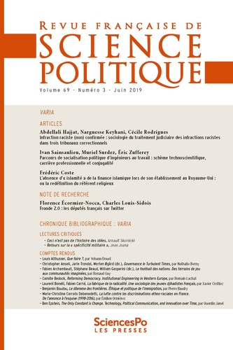  Revue - Revue française de science politique Volume 3 N° 63, juillet 2019 : .