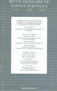  Sciences Po - Revue française de science politique Volume 48 N° 1, Février 1998 : .