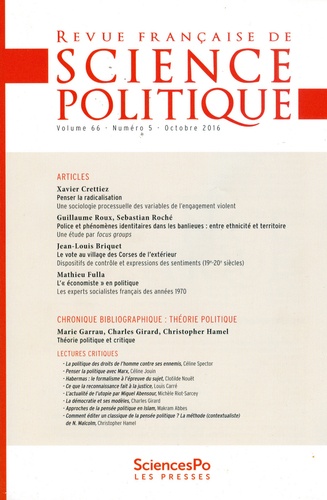  Revue - Revue française de science politique Volume 5 n°66, novembre 2016 : .