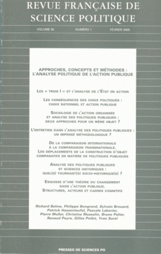 Jean-Luc Parodi - Revue française de science politique Volume 55 N° 1, Févr : L'analyse politique de l'action publique : confrontation des approches, des concepts et des méthodes.