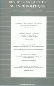 Nicolas Jabko et Damien Helly - Revue française de science politique Volume 55 N° 2, Avri : .
