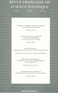 Revue française de science politique Volume 55 N° 2, Avril 2005