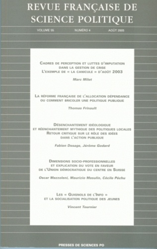 Bruno Cautrès et Marc Milet - Revue française de science politique Volume 55 N° 4, Août 2005 : .