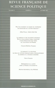 Revue française de science politique Volume 57 N° 5, Octobre 2007