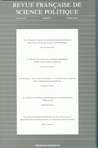 Renaud Baumert et Laurent Lemasson - Revue française de science politique Volume 58 N° 1, Février 2008 : .