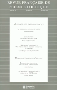 Revue française de science politique Volume 59 N° 1, Février 2009