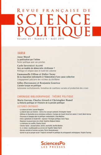 Yves Déloye - Revue française de science politique Volume 65 N° 4, Août 2015 : Varia.