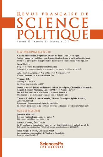  Sciences Po - Revue française de science politique Volume 67 N°6 : .