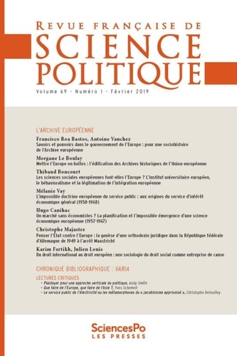 Revue française de science politique Volume 69 N° 1, février 2019 L'archive européenne