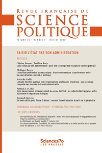 Yves Déloye - Revue française de science politique Volume 70 N° 1, févr : Saisir l'Etat par son administration.