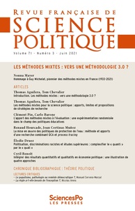 Yves Déloye - Revue française de science politique Volume 71 N° 3, juin 2021 : Les méthodes mixtes : vers une méthodologie 3.0 ?.