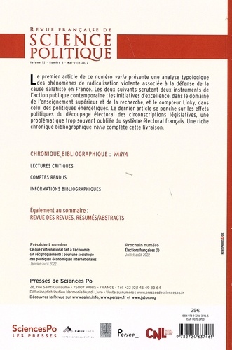 Revue française de science politique Volume 72 N° 3, mai-juin 2022 Varia