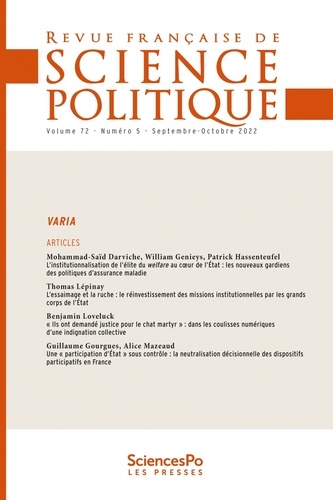 Yves Déloye - Revue française de science politique Volume 72 N° 5, septembre-octobre 2022 : Varia - Varia.