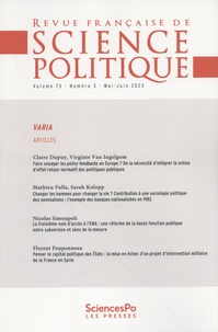 Yves Déloye - Revue française de science politique Volume 73 N° 3, mai-juin 2023 : Varia.