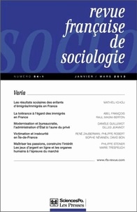 Olivier Galland et Pierre-Michel Menger - Revue française de sociologie N° 54-1, Janvier-mar : Varia.
