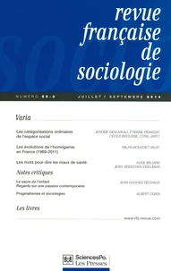 Revue française de sociologie N° 55-3, juillet-septembre 2014