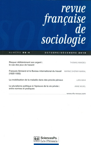 Thomas Amadieu et Marine Dhermy-Mairal - Revue française de sociologie N° 56-4, Octobre-décembre 2015 : .