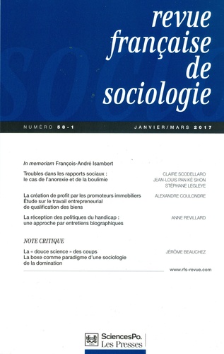 Louis-André Vallet - Revue française de sociologie N° 58-1, janvier-mars 2017 : .