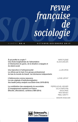  Sciences Po - Revue française de sociologie N°58-4 : .