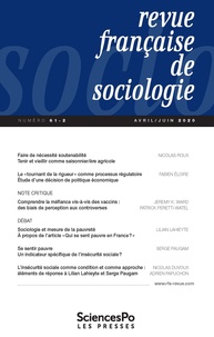 Louis-André Vallet - Revue française de sociologie N° 61-2, avril-juin 2020 : .