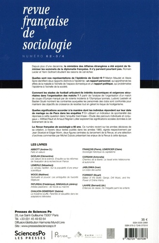 Revue française de sociologie N° 62-3/4, juillet-décembre 2021