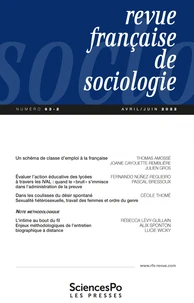 Revue française de sociologie N° 63-2, avril -juin 2022