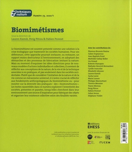 Techniques & culture N° 73, 2020/1 Biomimétisme(s)