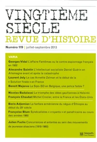 Vingtième siècle N° 119, Juillet-septembre 2013