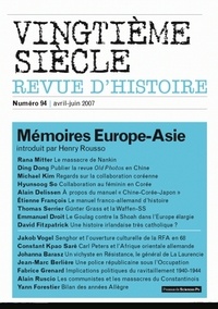 Henry Rousso - Vingtième siècle N° 94, Avril-Juin 20 : Mémoires Europe-Asie.