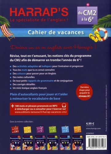 Harrap's Cahier de Vacances du CM2 à la 6e. 100% jeux anglais