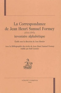 La correspondance de Jean Henri Samuel Formey (1711-1797)