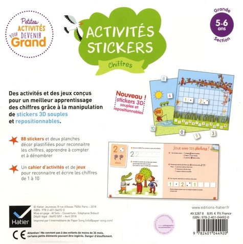 Activités stickers chiffres. Maternelle Grande Section 5-6 ans