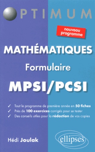 Mathématiques MPSI/PCSI. Formulaire