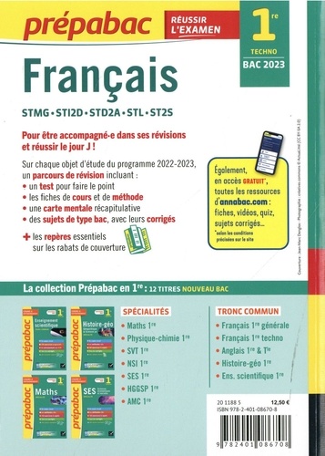 Français 1re technologique Bac  Edition 2023