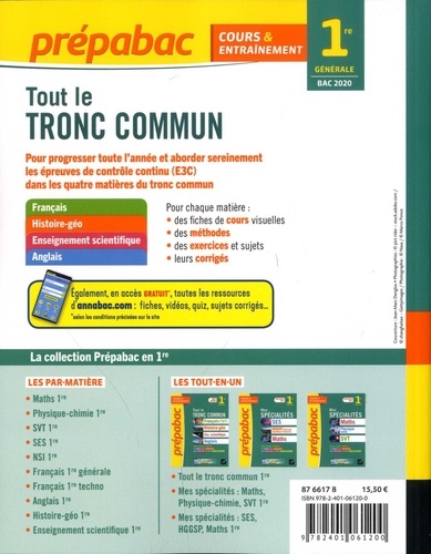 Tout le tronc commun 1re générale  Edition 2020