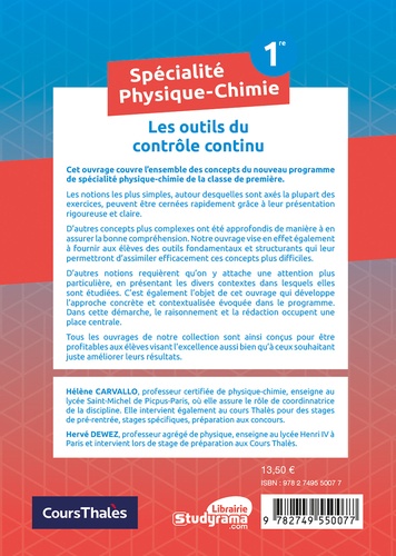 Spécialité Physique-Chimie 1re. Les outils du contrôle continu  Edition 2020