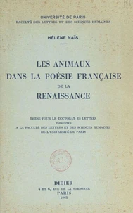 Les animaux dans la poésie française de la Renaissance