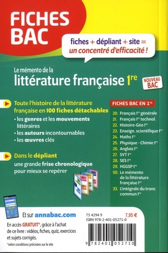 Le mémento de la littérature française 1re