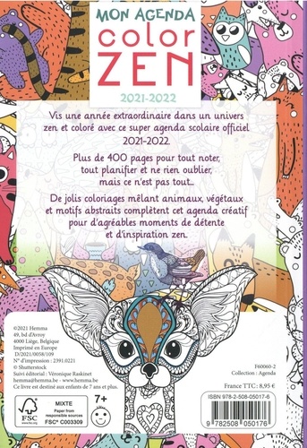 Mon agenda color zen  Edition 2021-2022