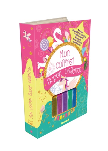  Hemma - Mon coffret super paillettes - Avec 5 tubes de paillettes colorées, 1 cahier créatif, 20 pages autocollantes et brillantes.
