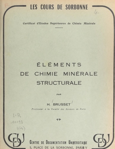Éléments de chimie minérale structurale