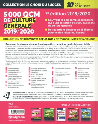 5000 QCM de culture générale  Edition 2019-2020