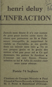 Henri Deluy - L'infraction.