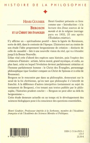 Bergson et le Christ des évangiles 3e édition revue et corrigée