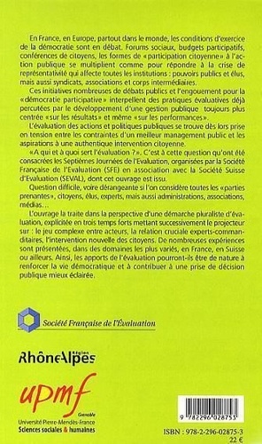 Le citoyen, l'élu, l'expert. Pour une démarche pluraliste d'évaluation des politiques publiques